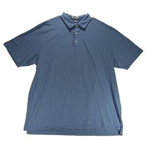 Peter Millar Blue White Striped Golf Polo Mens XXL Short Sleeve Pima Cotton